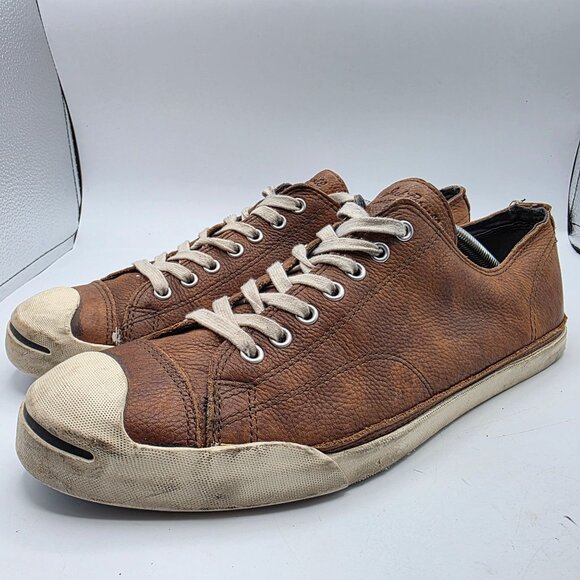 Converse Jack Purcell Mens size 13 Brown Leather Sneaker Shoes Casual Walking - Picture 4 of 13